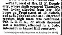 Dougherty, Mrs. H. P. (Funeral Notice)